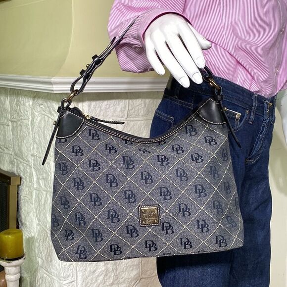 Dooney & Bourke Monogram Canvas & Leather Hobo Bag - Picture 3 of 13